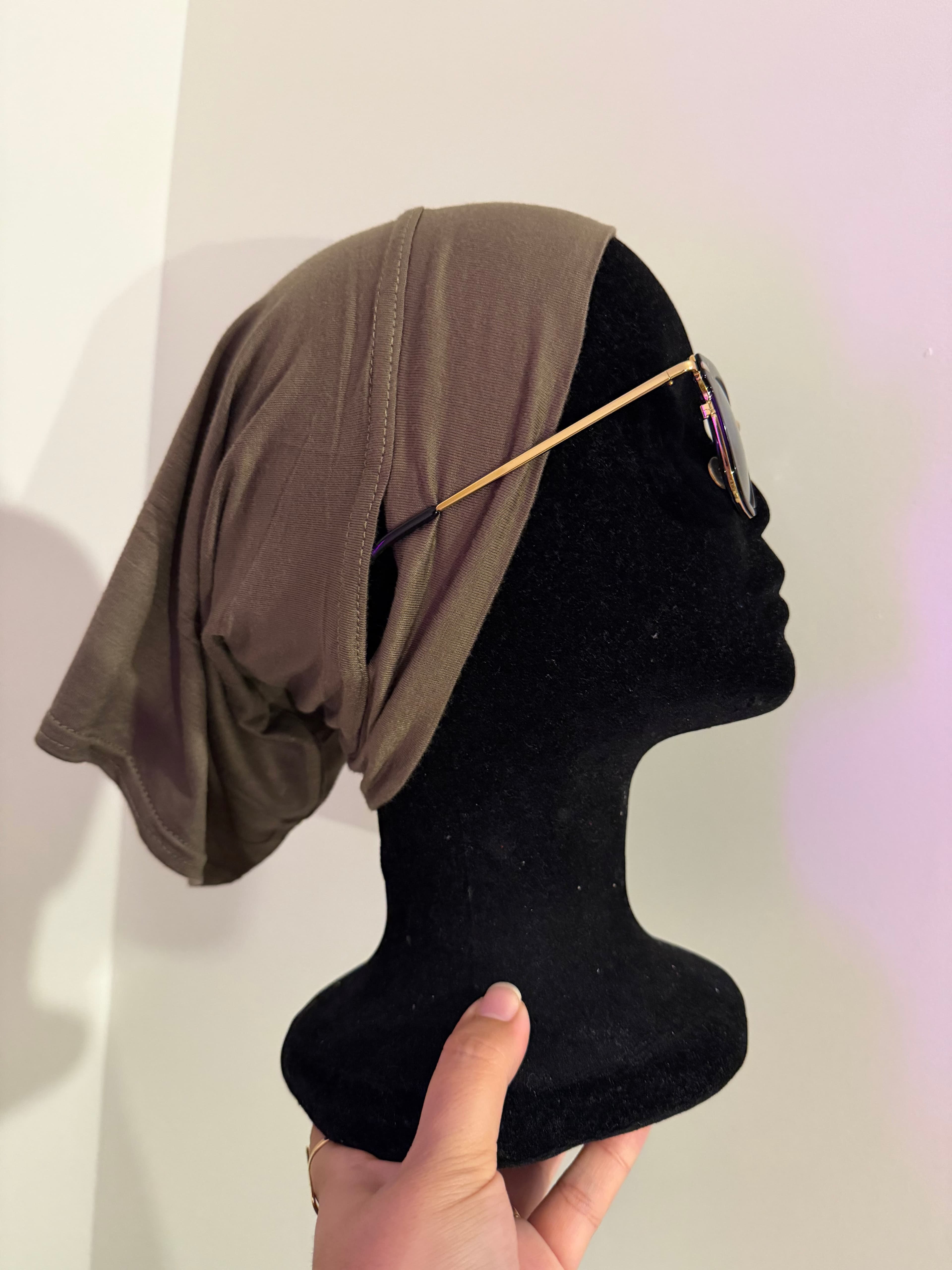 Bonnet Sous Hijab Lunettes — Vert kaki